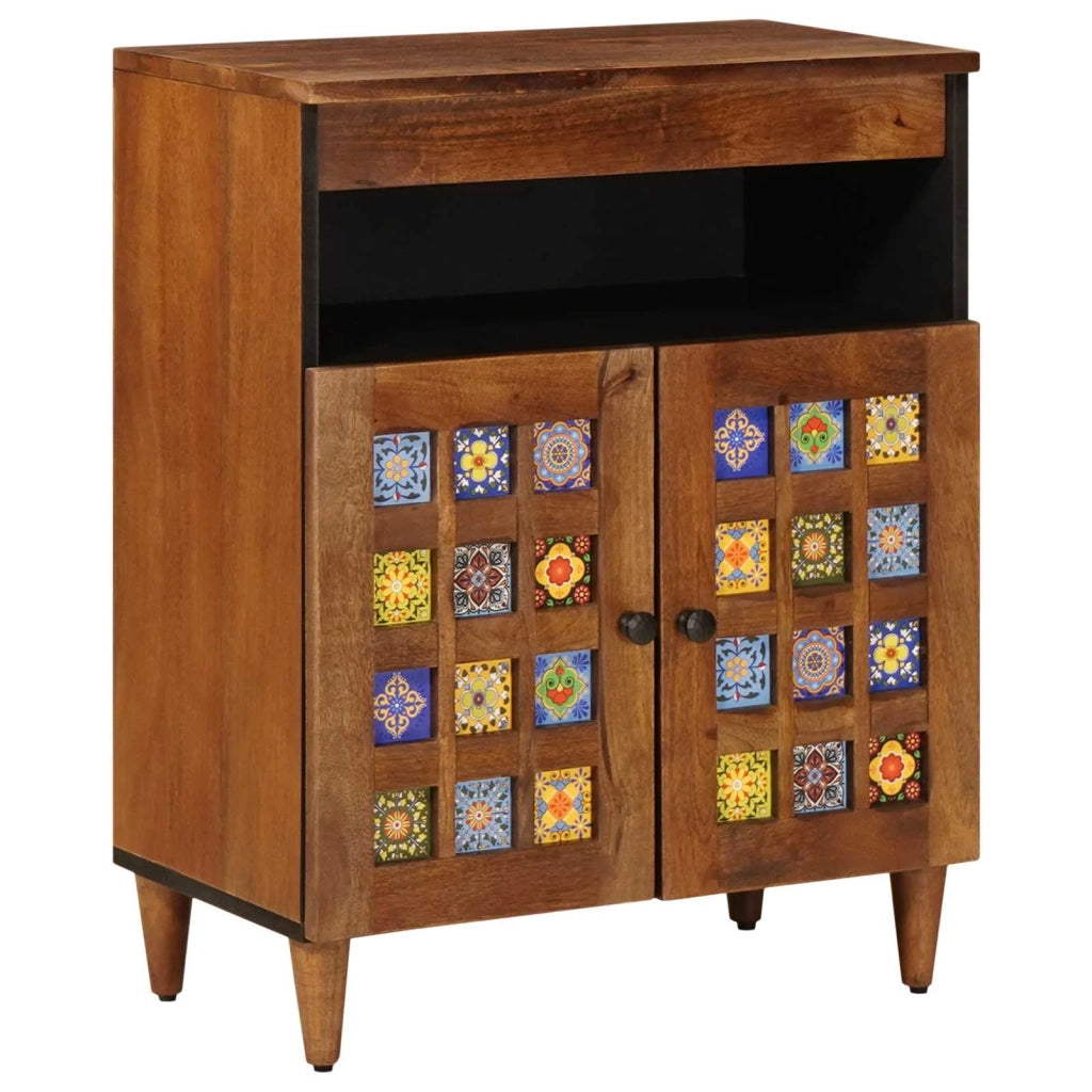 Credenza con porta Noce 60 x 33 x 75 cm Legno di mango massello 4018249
