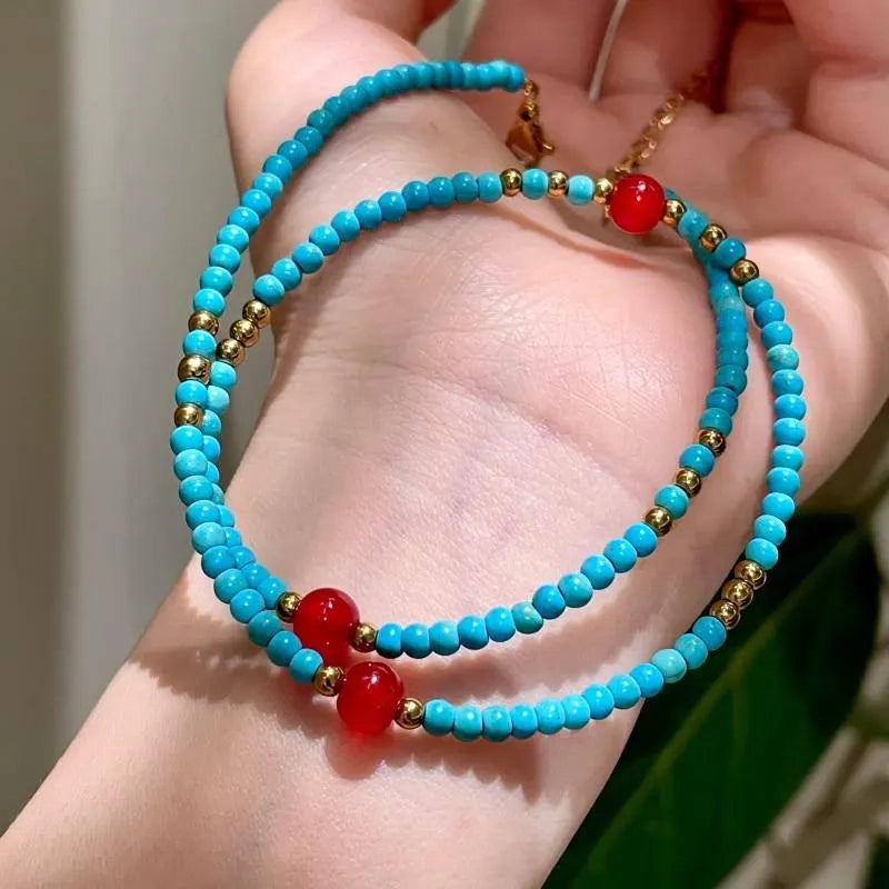 Collana con perline di cristallo verde: gioiello in pietra naturale fatto a mano
