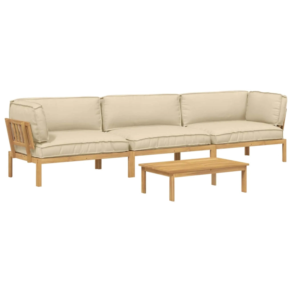 Set di divani con cuscino 4 pcs Beige Legno di Acacia Massello 3418377