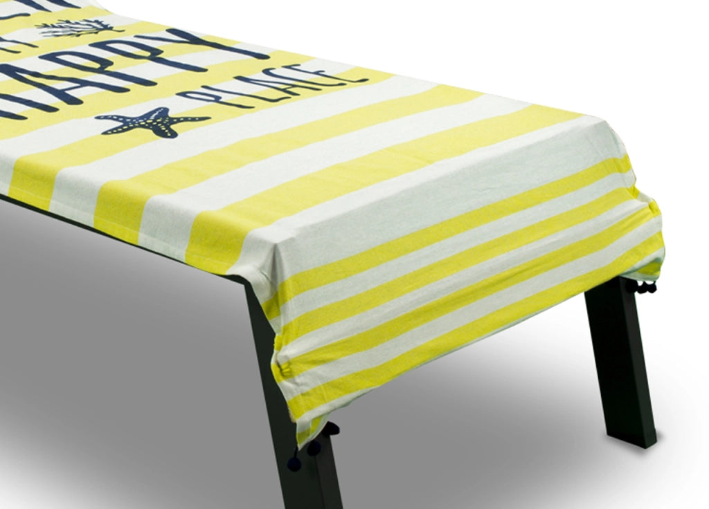 Telo Mare Lettino Spiaggia Piscina Con Cuscino E Tasche Happy Place Giallo