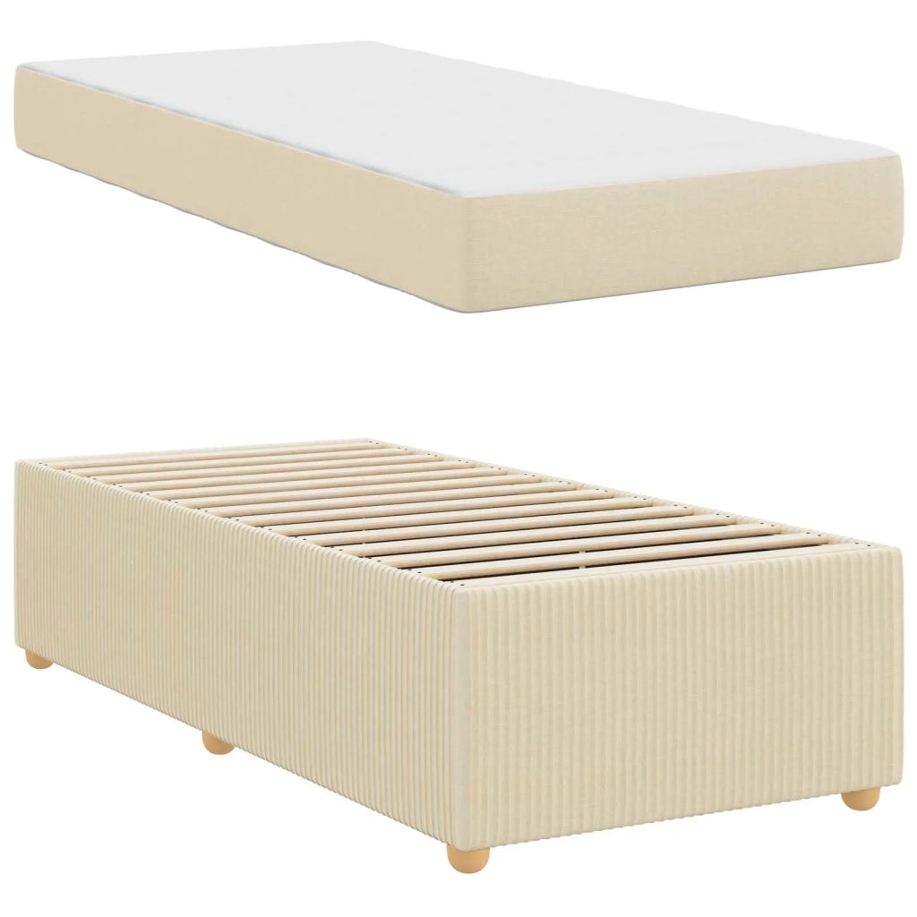 Struttura del letto con materasso Crema 90 x 190 cm Tessuto
