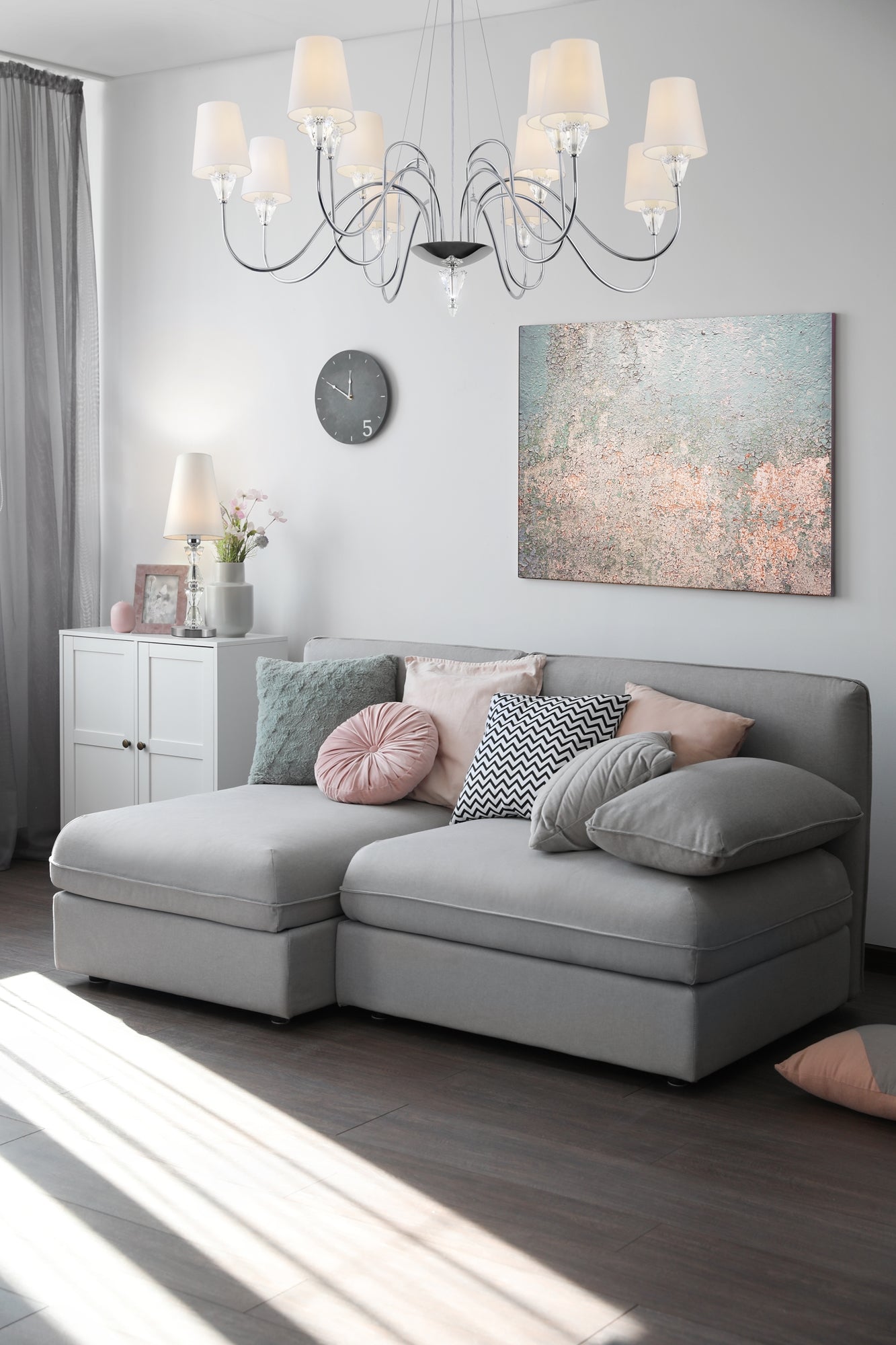 Lampadario Modern in Metallo Florero Cromo