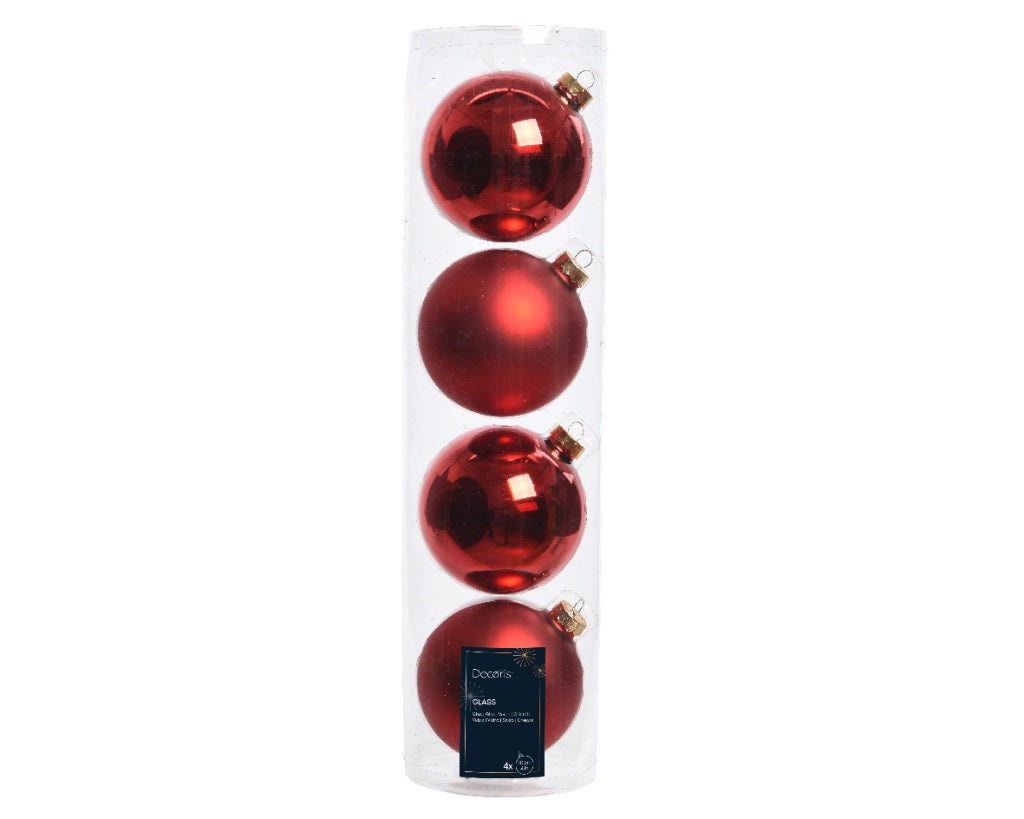 Box 4 Palline Vt luc/opac rosso 10 cm