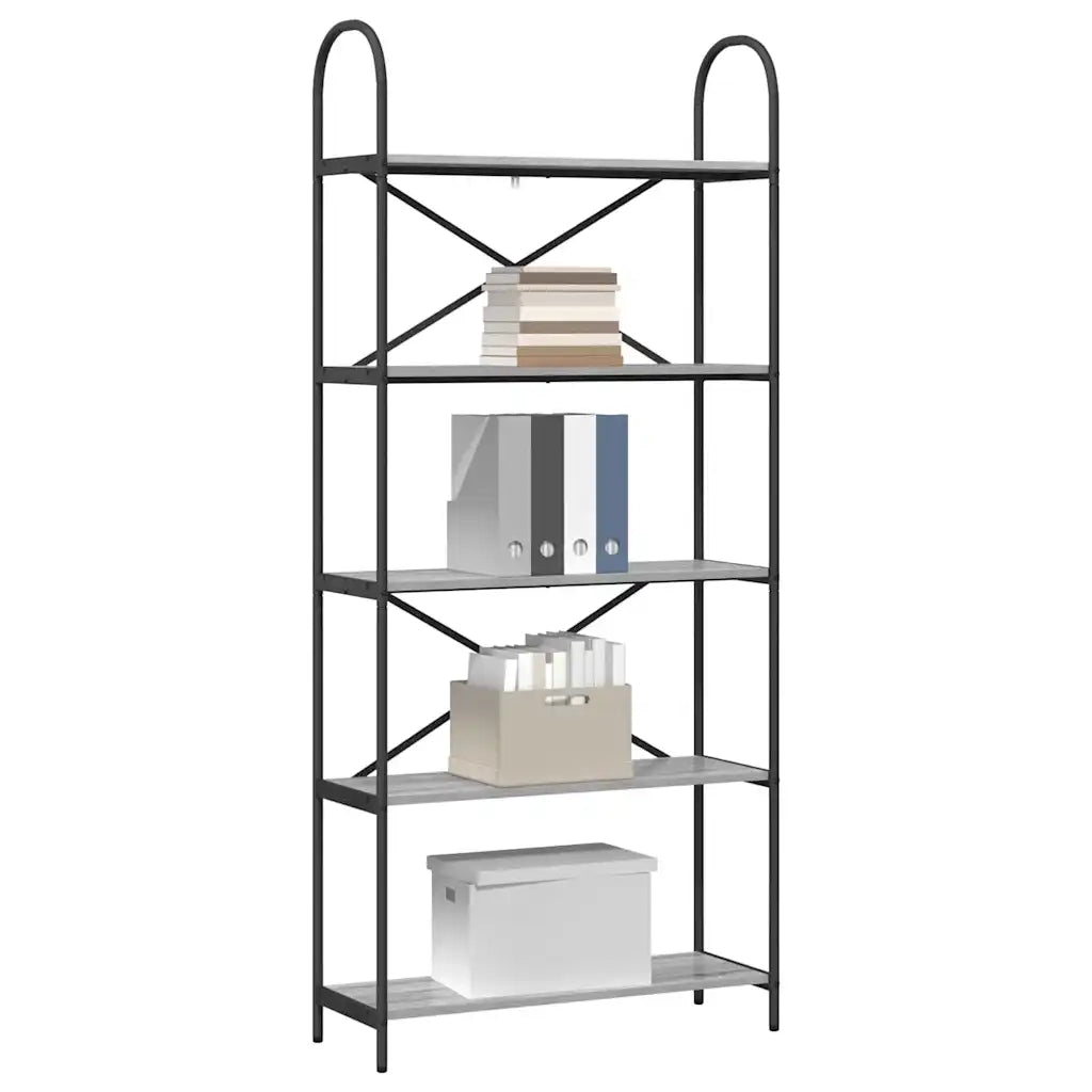 Libreria-Scaffale per Libri-Mobile di Stoccaggio Grigio Sonoma 80 x 30 x 183 cm Legno multistrato 987938