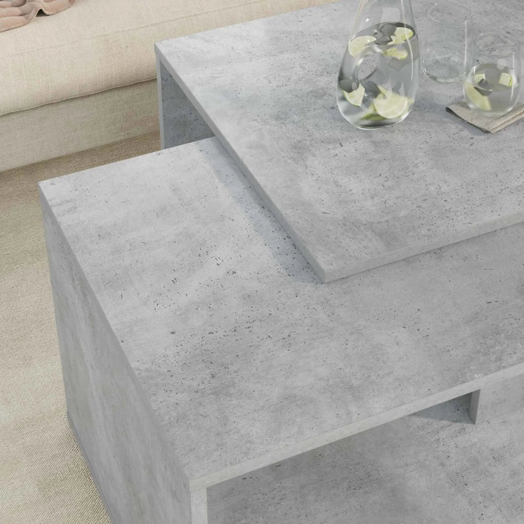 Set di Tavolini da Caffè 2 pcs Grigio cemento Legno multistrato 8000263