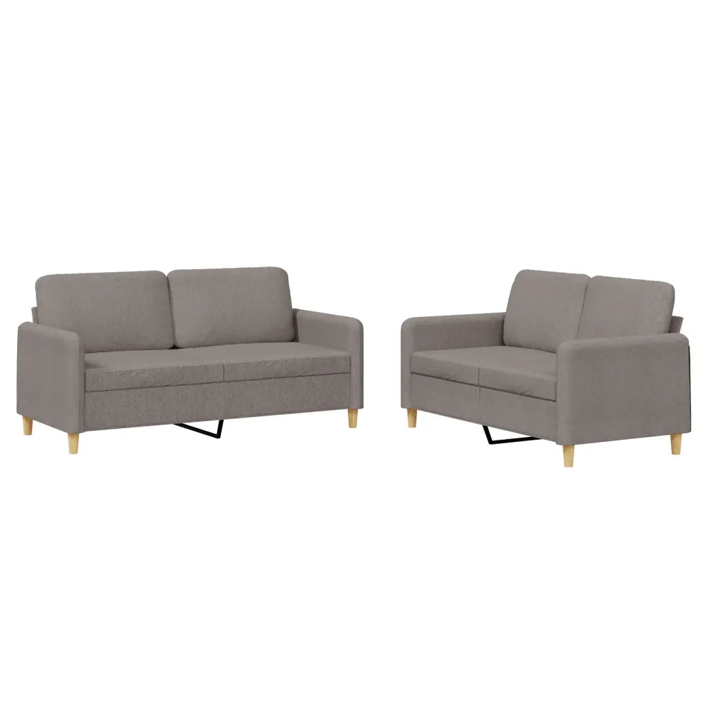 Set di Divani 2 pz con Cuscini Tortora in Tessuto 3202093