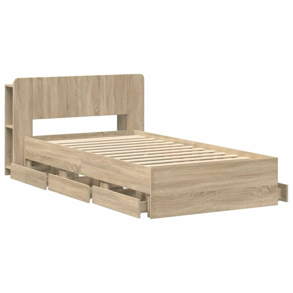 Struttura del letto con stoccaggio e testata Rovere Sonoma 3433917