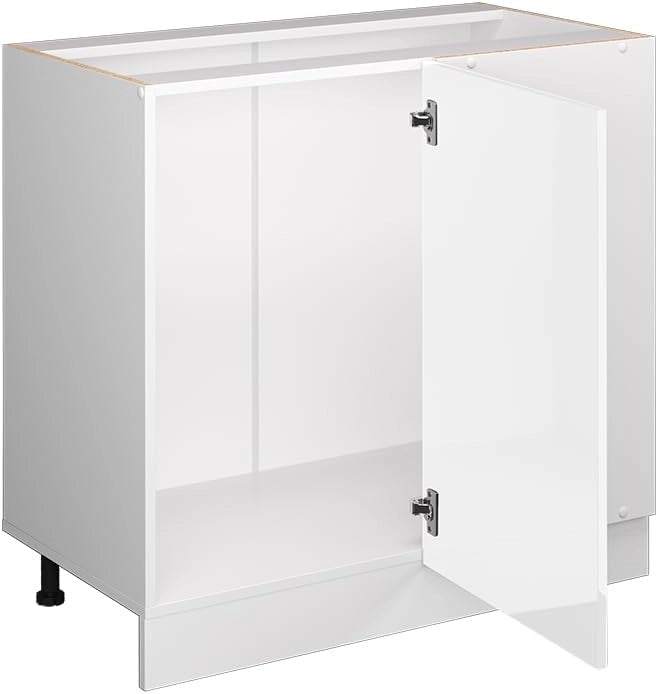 Mobile ad angolo cucina R-Line, Bianco lucido, 86 cm senza piano di lavoro, per la libera combinazione all'interno di sistemi cucina modulari