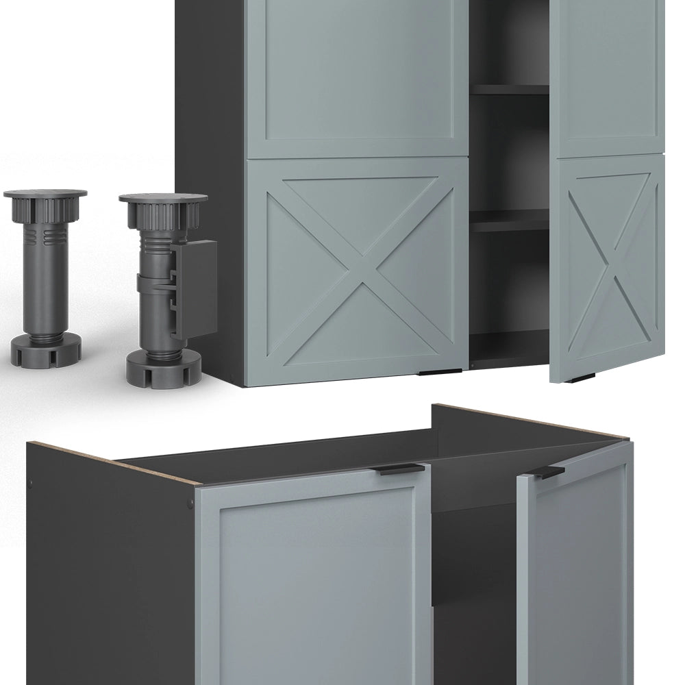 Cucina componibile Fame-Line Blu-grigio chiaro/Antracite 235 cm, PL Antracite Vicco