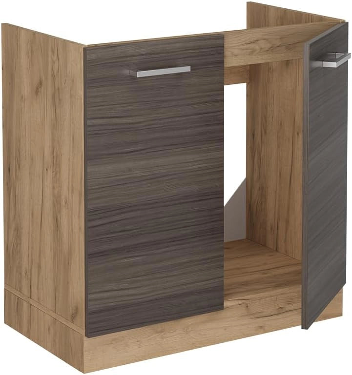 Mobile lavello cucina R-Line, Grigio nobile, 80 cm senza piano di lavoro