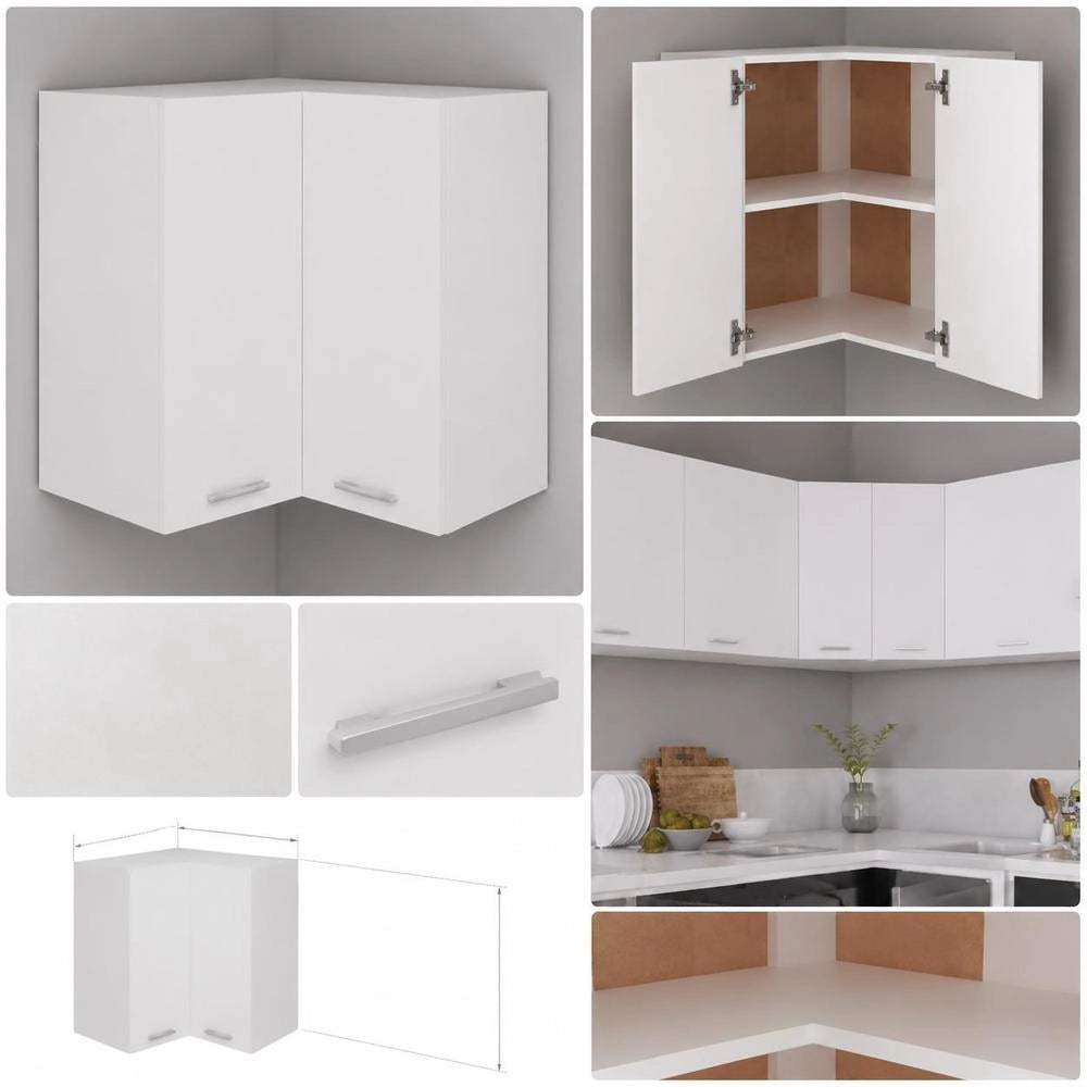 Corner Wall Cabinet Lyon White 57x57x60 Cm Wood-based Material