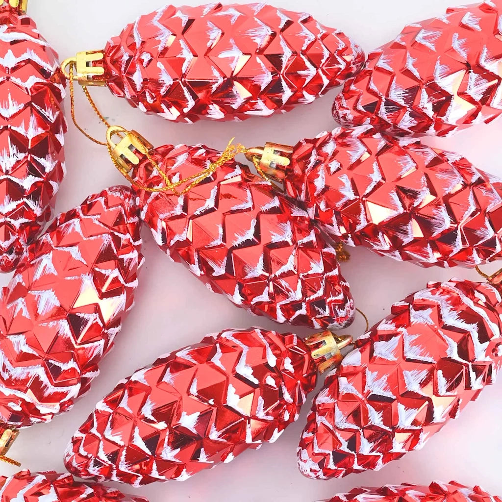 Palla di pino di Natale 40 pz-Decorazioni natalizie Rosso Plastica