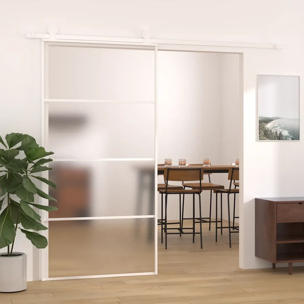 Porta Scorrevole in Vetro ESG e Alluminio 102,5x205 cm Bianca 151665