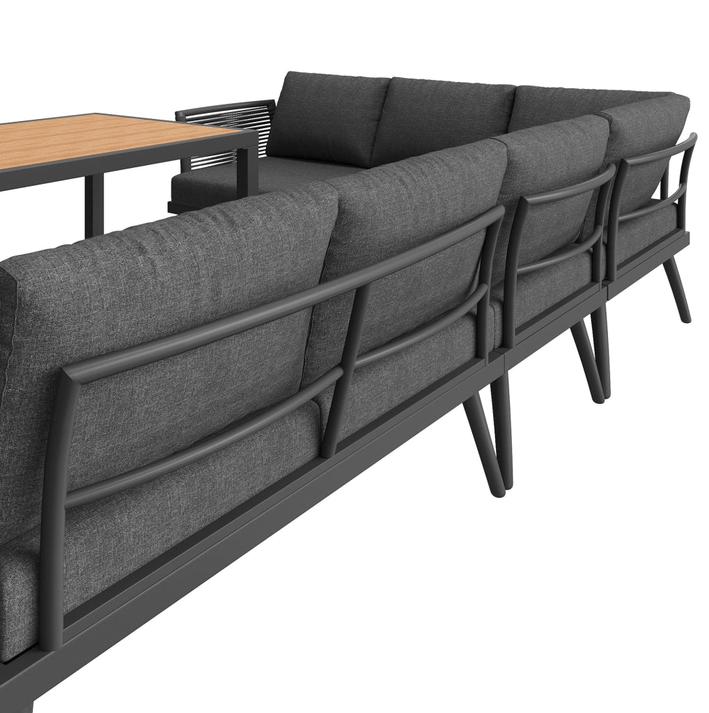 Set lounge da giardino modulare per 7 persone con tavolino; grigio