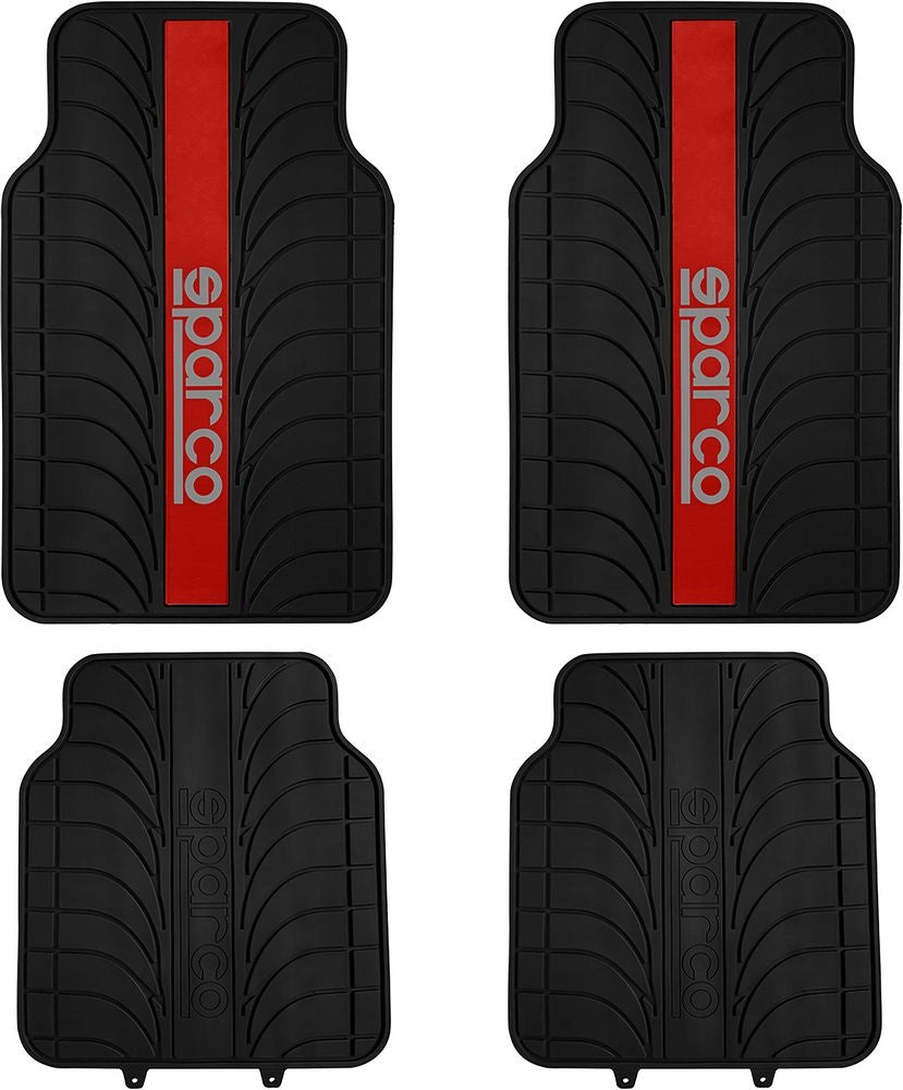 Set 4 tappetini per auto red line in PVC Sparco