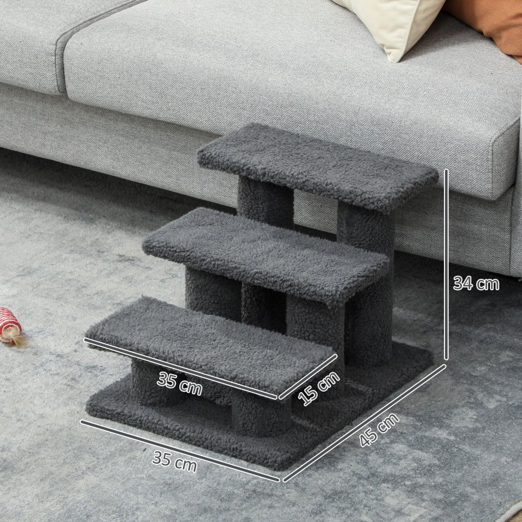Scaletta per gatti a 3 gradini, 45 x 35 x 34 cm, grigio scuro