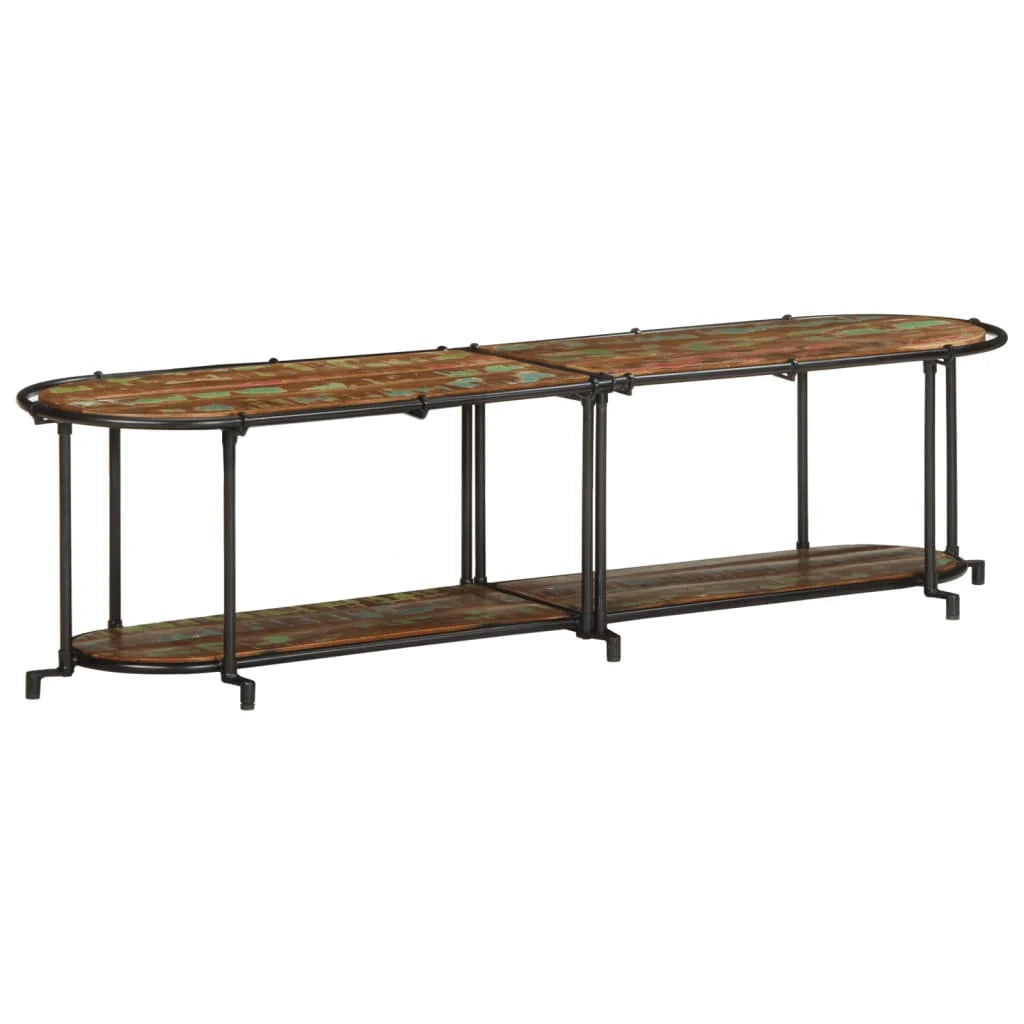 Mobile TV moderno in stile industriale con contenitore 160 x 42 x 40 cm legno massello marrone 02_0057617