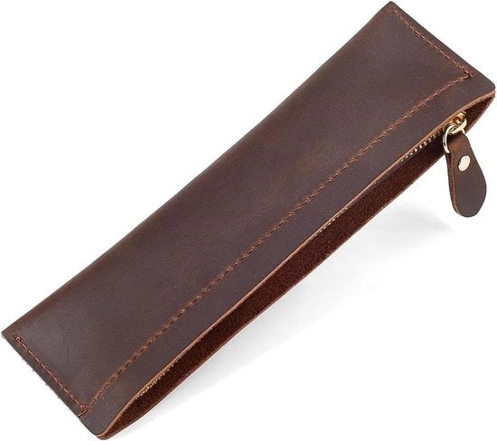 Etui Rechthoekig Vintage con Chiusura a Cinturino - Materiale Ecco Pelle - Osservatorio per Pennarelli - Pennarelli - Disegno Koeien - Manufatto Artigianale.