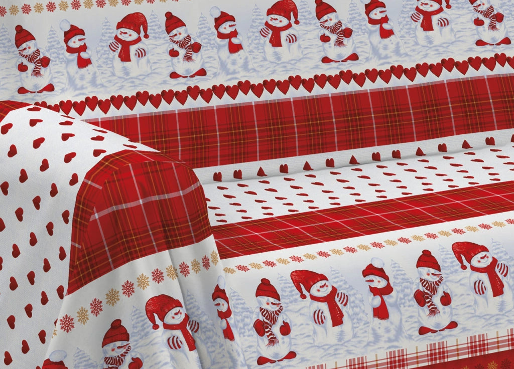 Telo Arredo Granfoulard Copritutto Cotone Copriletto Multiuso Disegni Invernali OB - 1 Piazza - Snow Rosso