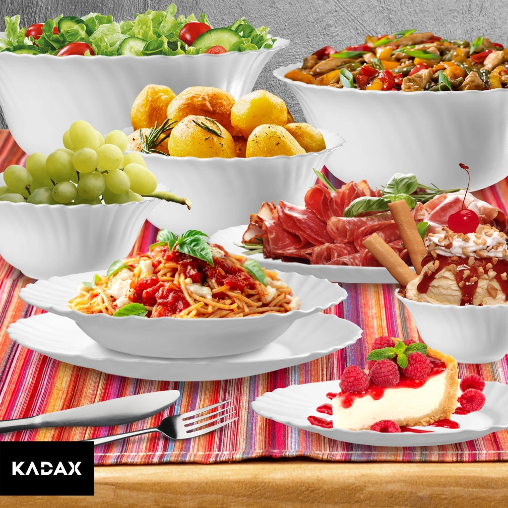 KADAX 3x Ciotola in vetro per insalata Ciotola per snack bianca 20 cm