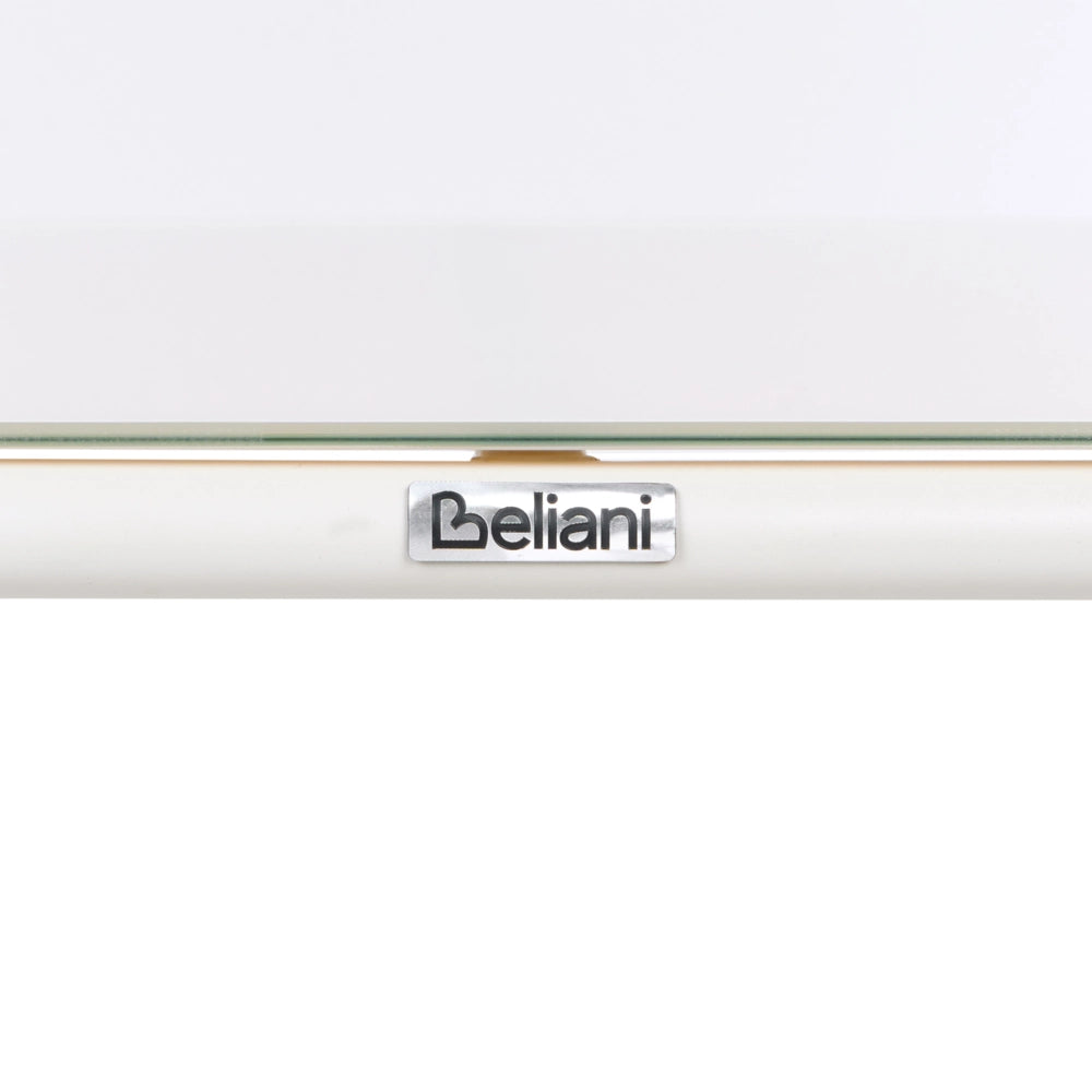 Tavolo da esterno con struttura in acciaio beige chiaro e piano in vetro temperato, 160 x 90 cm, verniciato a polvere, per 6 persone, resistente ai raggi UV e all'acqua