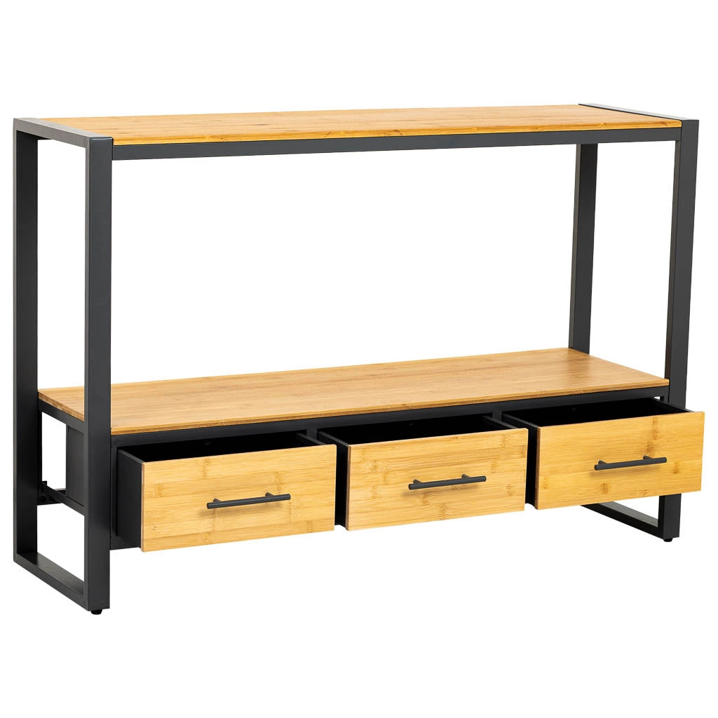 Mobile da ingresso in metallo e legno con 3 cassetti 120x35x79,5h cm