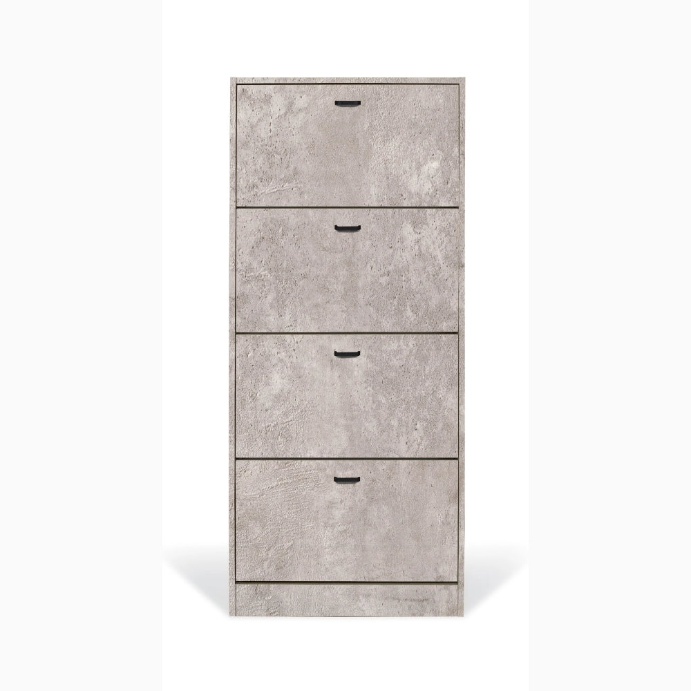 Scarpiera in Legno 4 Ante colore CEMENTO Mobiletto 24 Paia 63x24x150H cm (CD102-CE)