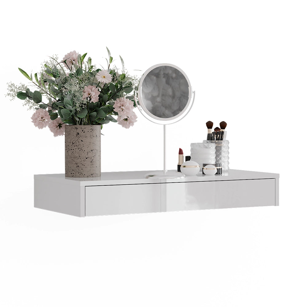 Vicco Libreria da parete Bianco/bianco lucido 81.4 x 12 cm con cassetto