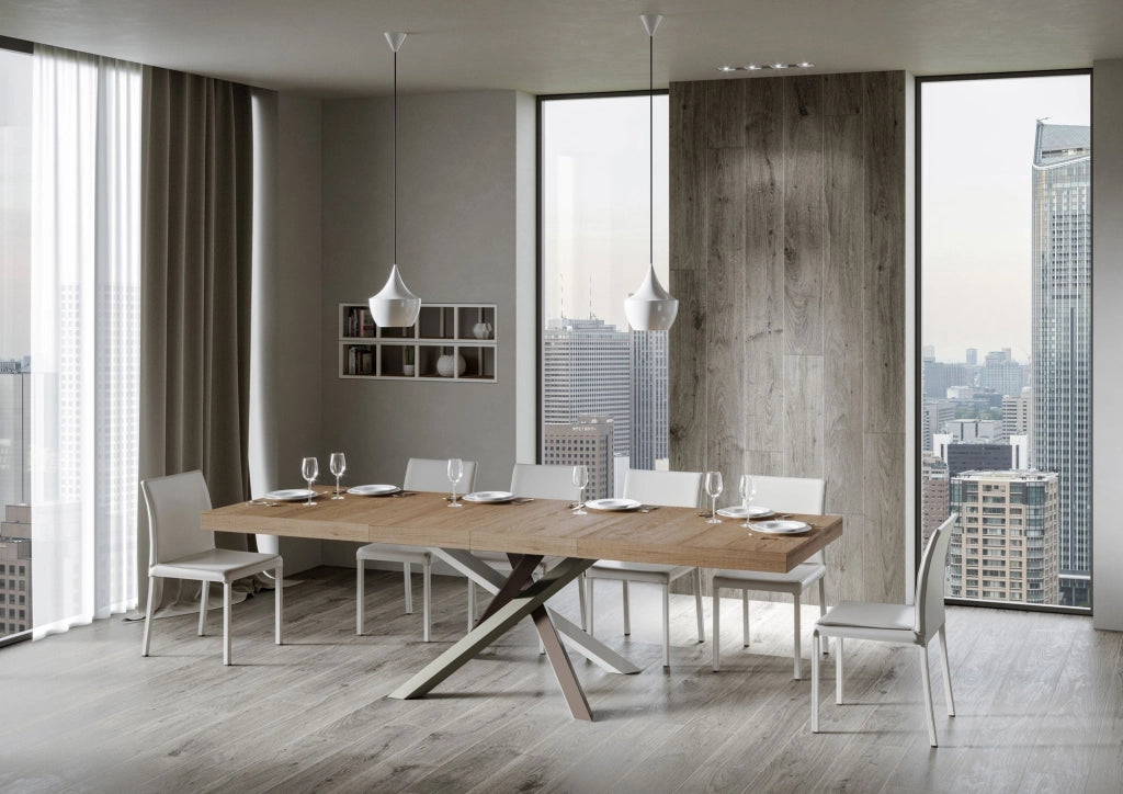 Tavolo Allungabile 130-390x90x77 cm Volantis Premium Quercia Natura Telaio 4C