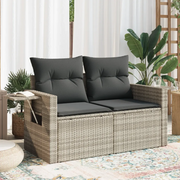 Divano da Giardino con Cuscini 2 Posti-Sofa da Giardino-Divano da esterno Grigio Chiaro Polyrattan 899718