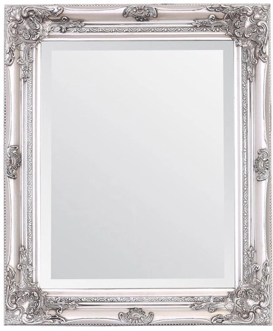 Specchio da parete vintage in stile barocco francese - 50 cm x 60 cm (argento antico)