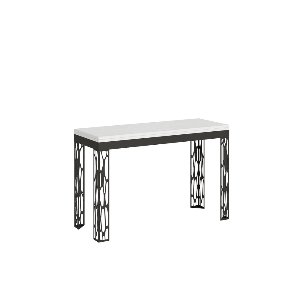 Tavolo Salvaspazio Allungabile 120/200x45/90x80/78 cm Ghibli Double Bianco Frassino