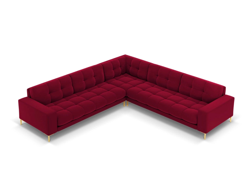 Cosmopolitan Design - Divano angolare reversibile "Bali" 6 posti in velluto rosso 