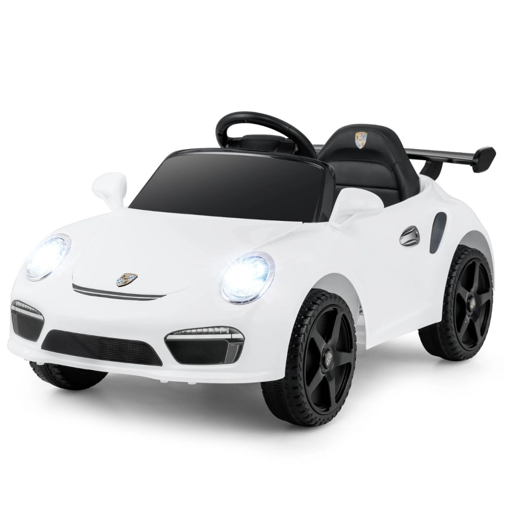 Auto a elettrica bambini 12v porsche con licenza ufficiale, Auto elettrica telecomando musica luci led Bianco-Macchinine giocattoli