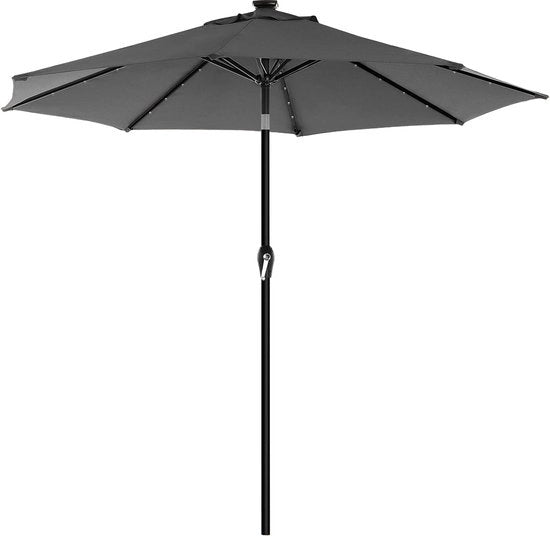 Ombrellone con Illuminazione Solare a LED - Ombrello - Protezione UPF 50+ - Ø 2,7m - Grigio