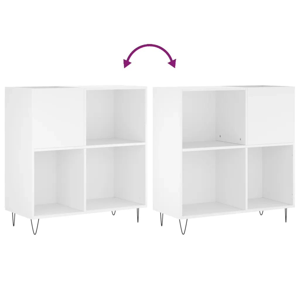 Mobiletto portadischi classico e pratico 84,5 x 38 x 89 cm in legno composito bianco 02_0049167