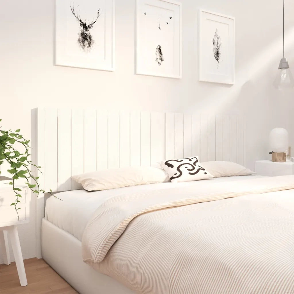 Testiera per Letto Bianca 205,5x4x100 cm Legno Massello di Pino 818891