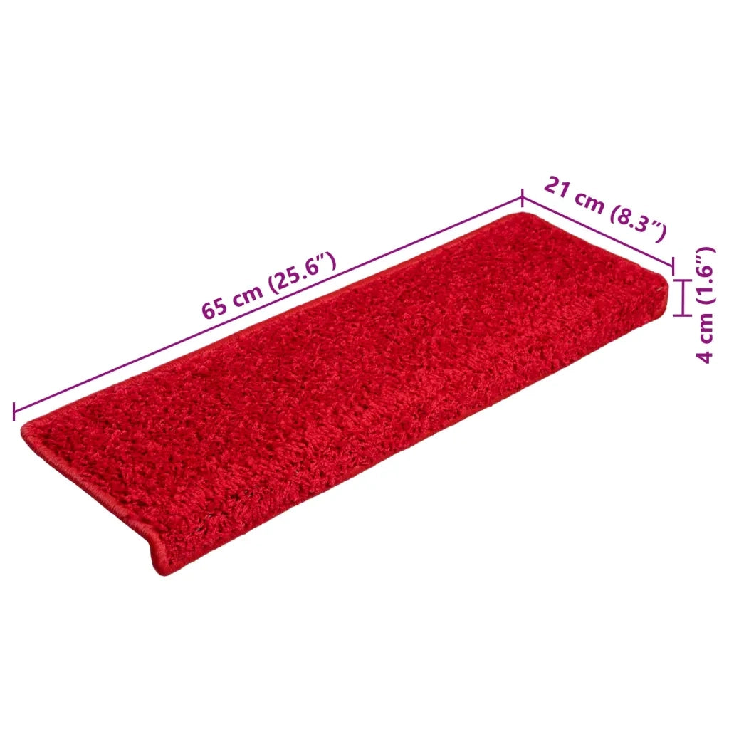Tappetini per scale 10 pz | Gradini per Scale 65x21x4 cm Rosso Bordo rettangolare