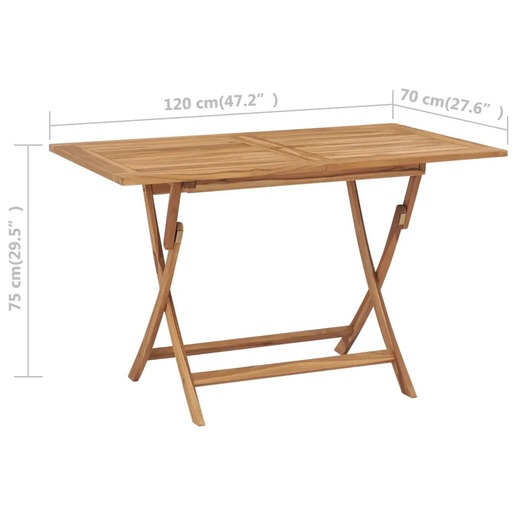Tavolo Pieghevole da Giardino 120x70x75 cm in Massello di Teak 44682