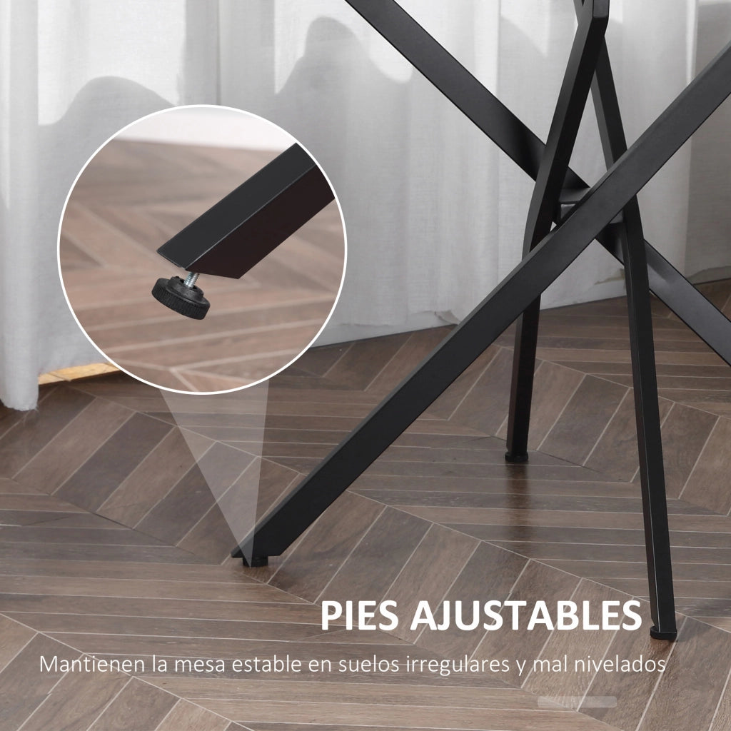 Tavolino da caff¨¨ rotondo con piano in vetro temperato e gambe incrociate in metallo ¨C zephmum ¨C nero ?80x75 cm