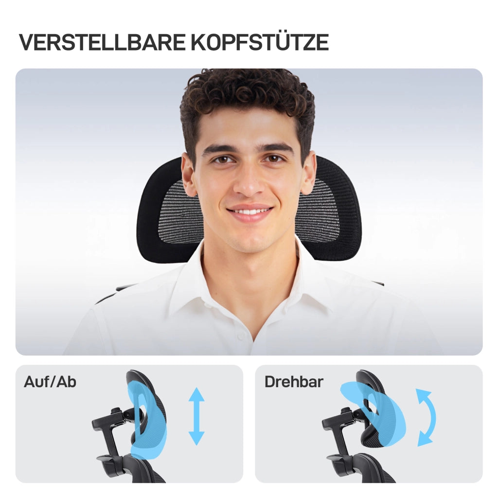 Sedia da Ufficio Ergonomica con Schienale Rete e Supporto Lombare ¨C Zephmum ¨C Grigio