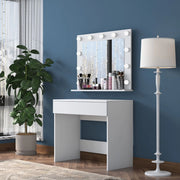 Mobile da Trucco Veggiano, Toeletta Specchio Incluso, 90x45x77h cm Bianco
