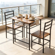 Set da pranzo compatto con tavolo e 2 sedie, design industriale salvaspazio