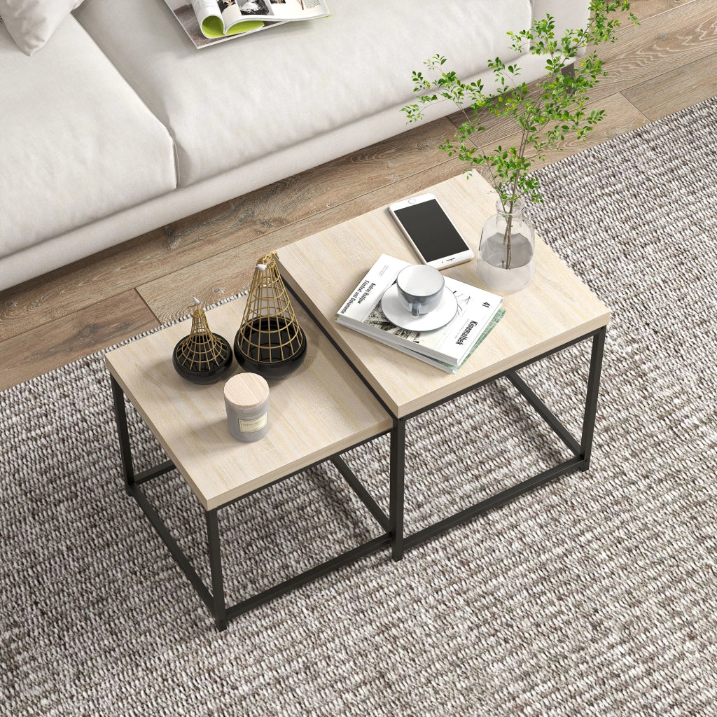 Tavolino da caff¨¨ nido moderno ¨C zephmum ¨C rovere, acciaio