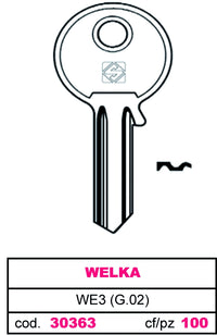 Silca CHIAVE OTTONE WE3 (G.VAC 4) WELKA 20.00 pz