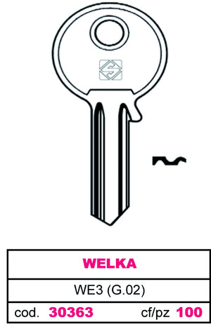 Silca CHIAVE OTTONE WE3 (G.VAC 4) WELKA 20.00 pz