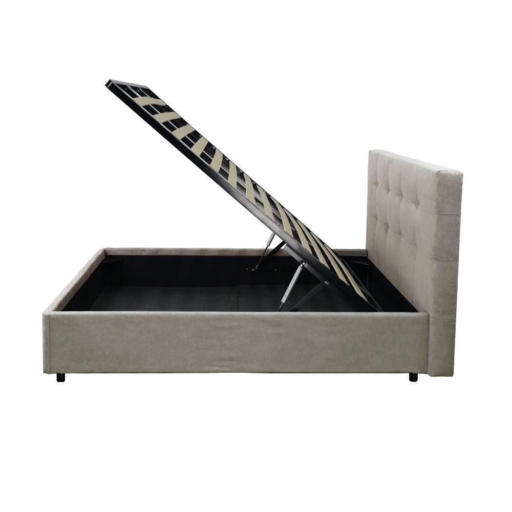Letto singolo con contenitore Ascoli 102x210x124H tessuto Enjoy tortora