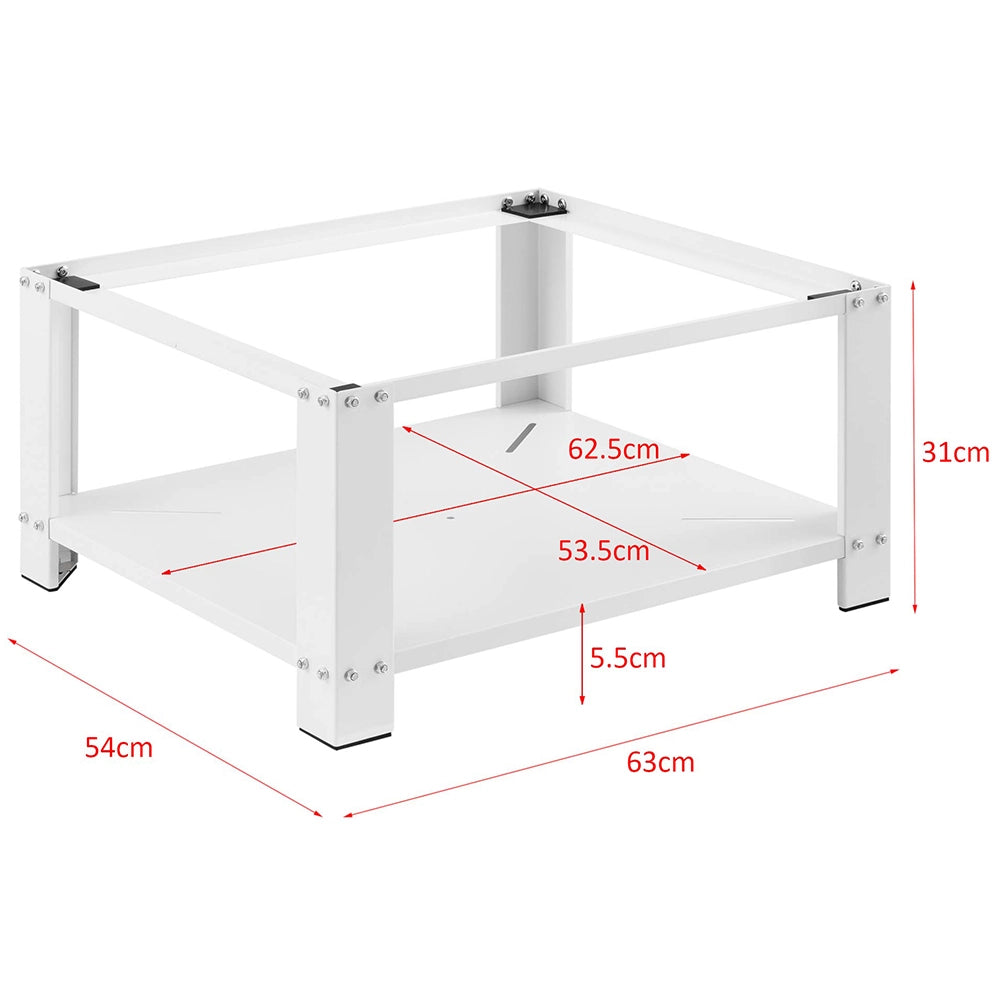 Supporto Base per Lavatrice e Asciugatrice 31x63x54 cm con Ripiano Basamento Portata 150 kg in Acciaio