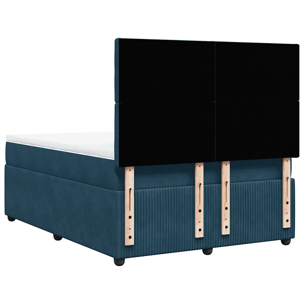 Giroletto a Molle con Materasso Blu Scuro 140x200 cm in Velluto