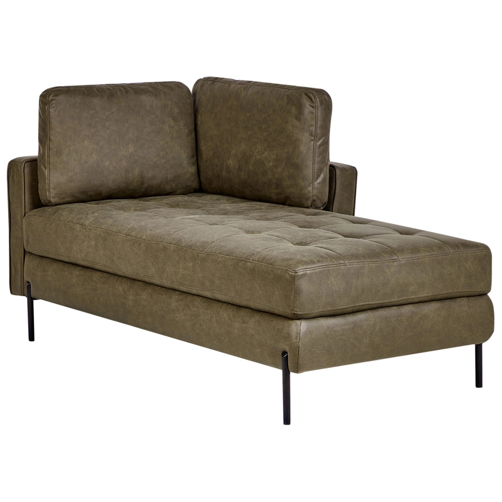 Chaise longue in ecopelle con inserti verde lato sinistro stile moderno tradizionale